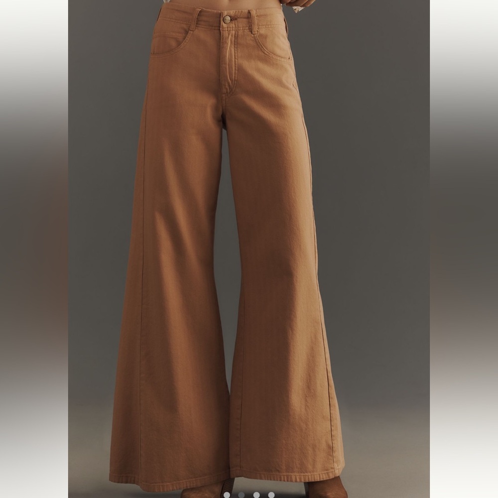 NWT Pilcro By Anthropologie The Adi Mid-Rise Flare Trousers Herringbone Wide Leg - Picture 4 of 17